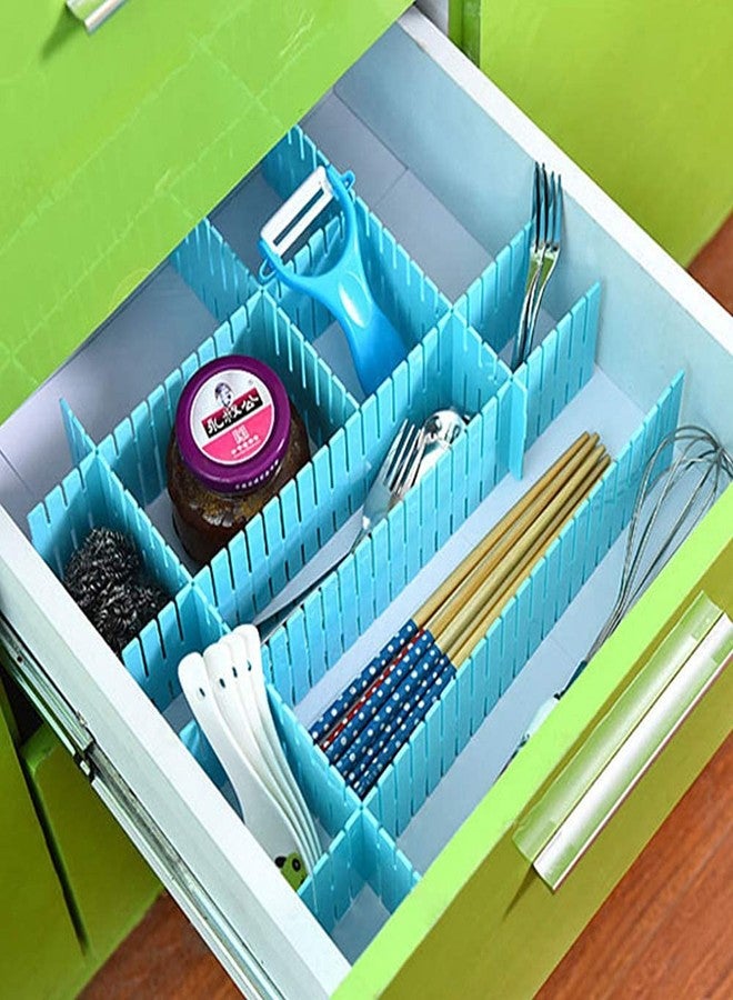 LEAWALL Plastic Makeup Storage Grid Home & Kitchen Board Divider, Adjustable Drawer Organizer, Storage Drawers, Drawer Organizer, Drawer Divider 12 PCS(2 Set) - Multicolor - Image 4